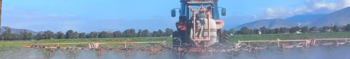 Aspersión con barra ancha en campo propio. Es la fotografía con la que Unión Agropecuaria ALZE se presenta en su perfil de empresa.